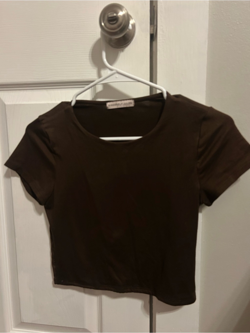 Everyday Crewneck Crop Tee - Brown